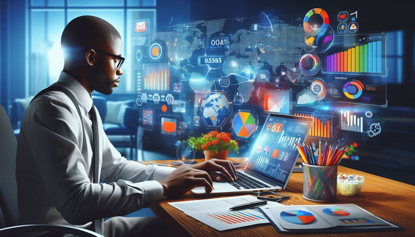 Infographic highlighting characteristics of my Remote Digital Marketing Services at Jossidy Digital: SEO, social media, PPC, content strategy, analytics for remote business growth and ROI.